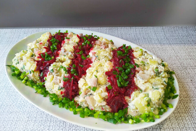 Salad With Beetroot, Herring And Potatoes