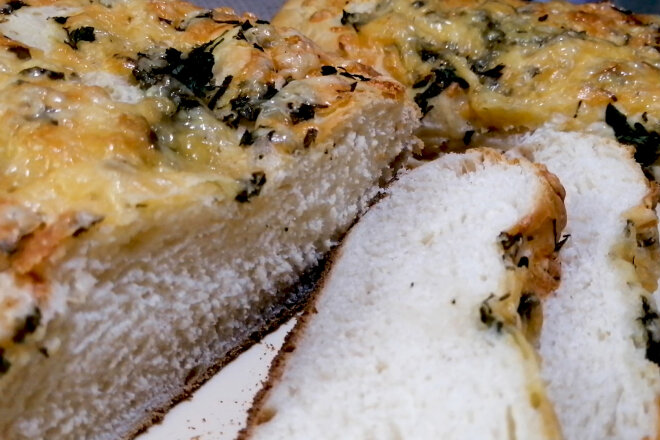Loaf With Cheese-Garlic Crust And Herbs