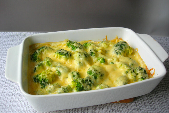 Broccoli Casserole With Cheese, Eggs And Cream