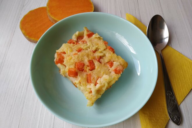 Pumpkin Pudding With Apples And Semolina In The Oven
