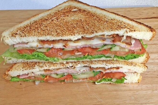 Sandwiches With Ham, Cheese And Bacon
