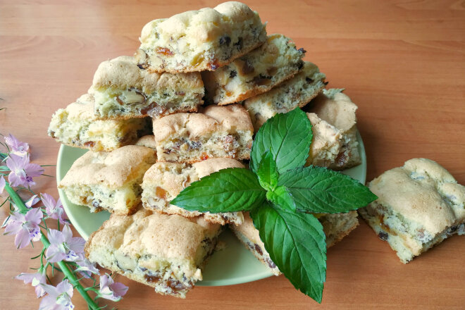 Soft Biscuits Mazurka With Nuts And Raisins